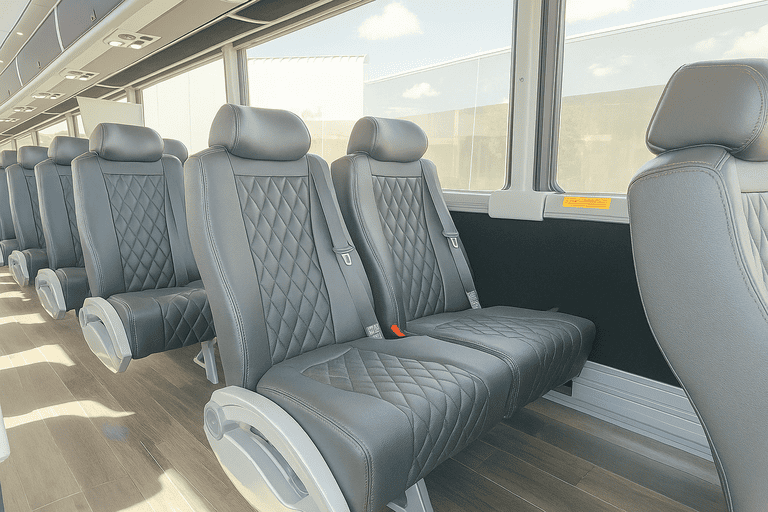 interior of The Colony Charter Bus charter bus